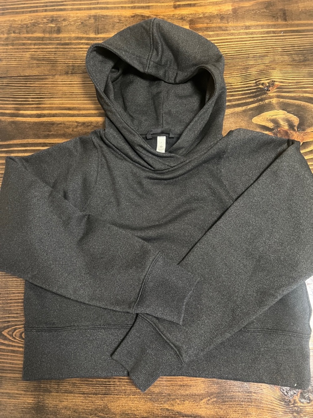 lululemon athletica Charcoal Hoodie Sweatshirt mid crop length slight shimmer